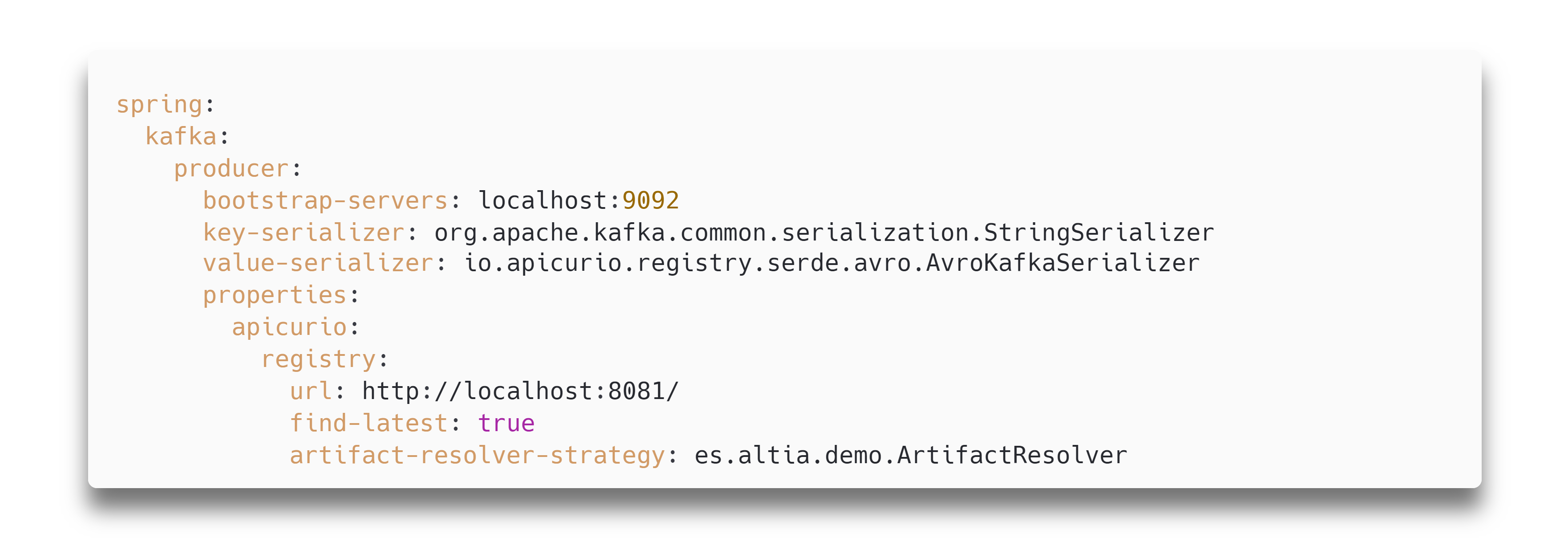 Ejemplo configuración de serializador en productor